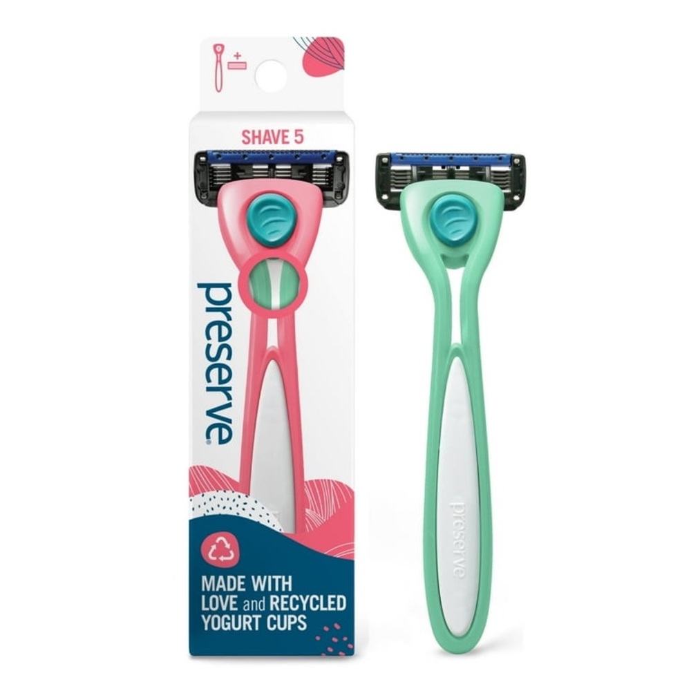 Ergonomic Pink and Green Shaving Razors with Curved Grips